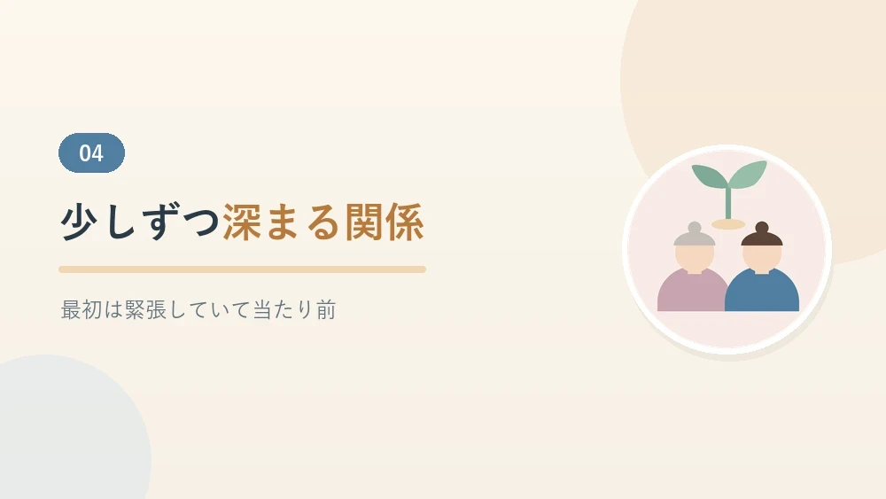 少しずつ深まる訪問看護師との関係について伝えるセクションのバナー画像