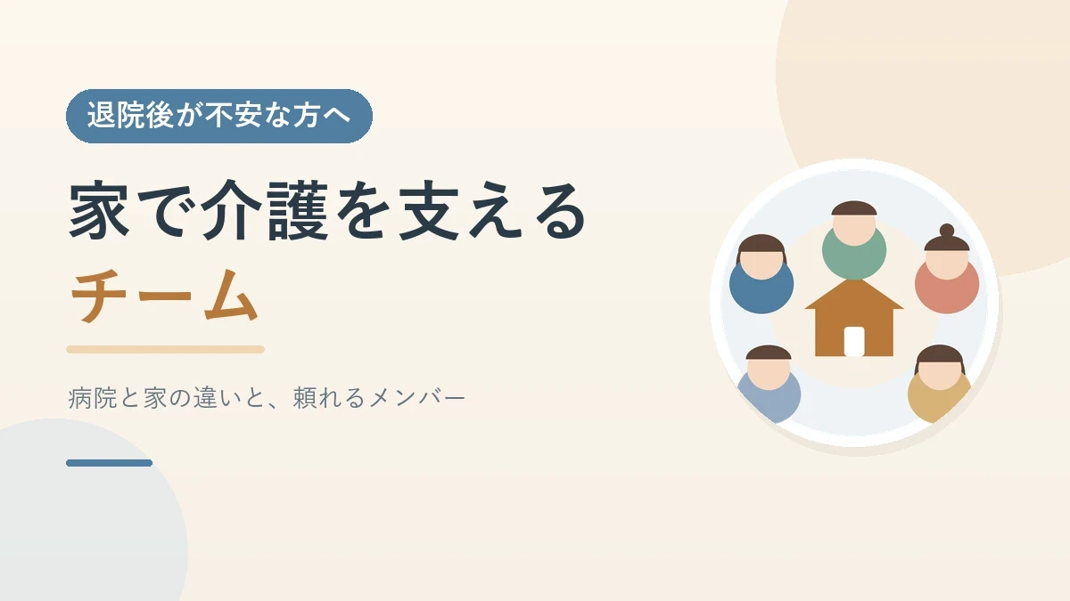 家を囲むように支え手が集まる、家で介護を支えるチームのアイキャッチ画像